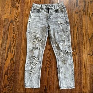 American Eagle Mom Jeans | Black Acid Wash | Size 4 Regular